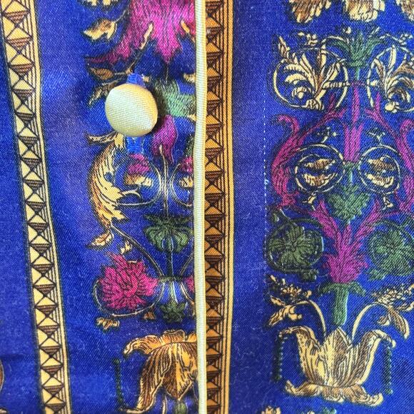 Vintage Vanity Fair Button Up Nightgown Robe Long Sleeve Royal Blue Large - Picture 8 of 8